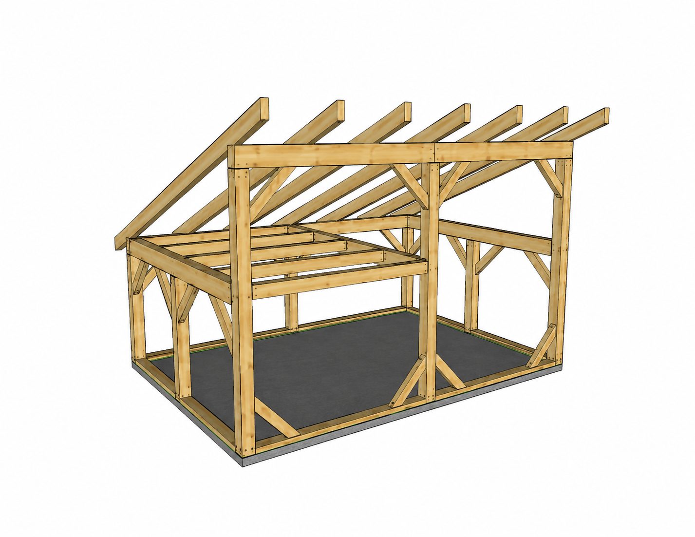 Shed Roof post and Beam timber frame