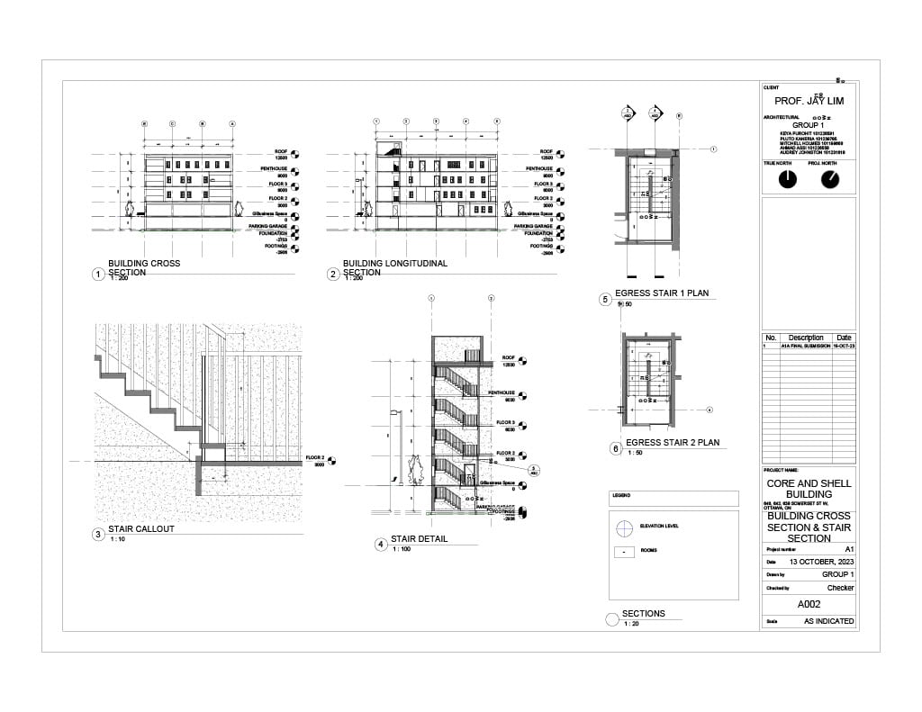 Building Cross Section and Stair Section