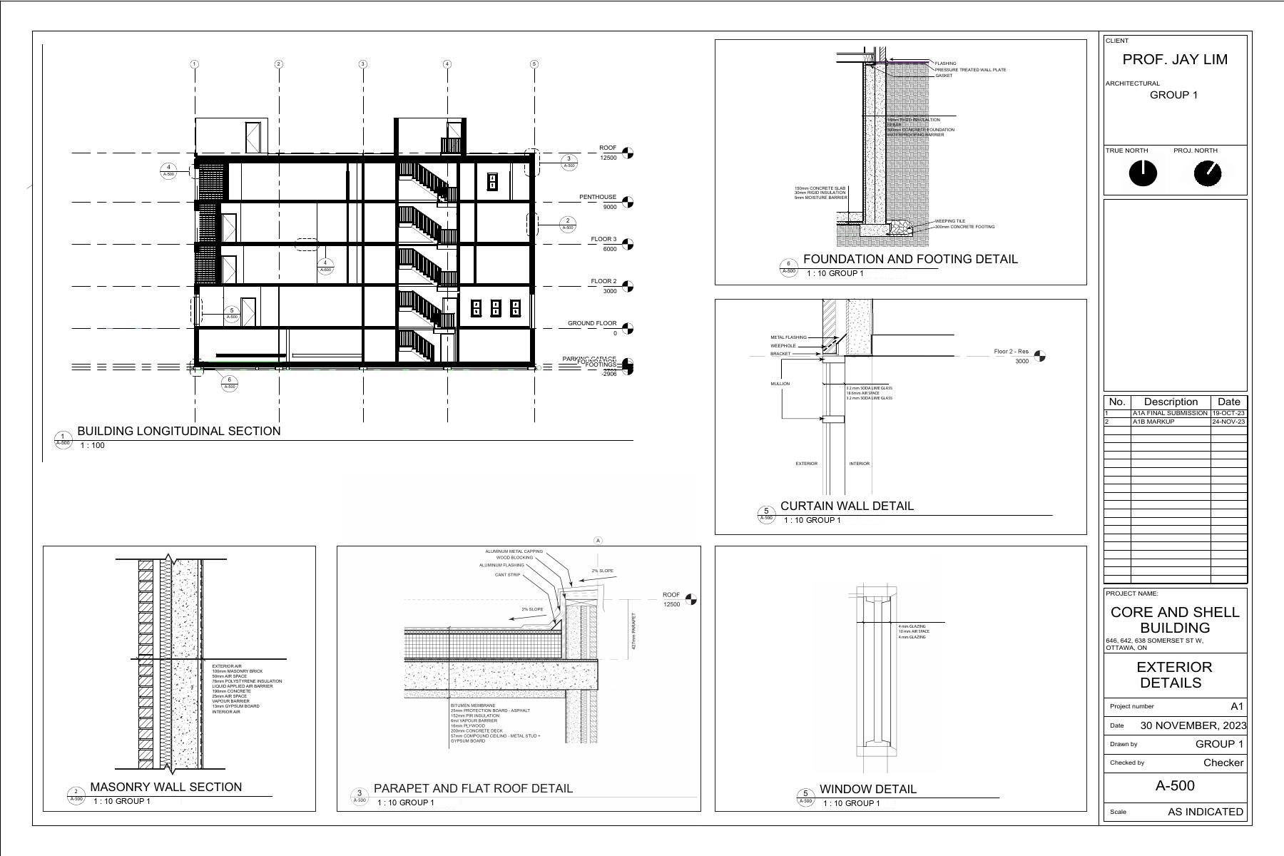 Mechanical systems axonometric of the building, the duct runs and risers drawn in colour over the structural frame on a titled sheet